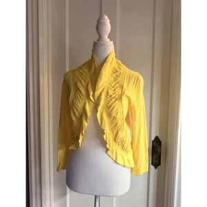 INC Women's Yellow Open‎ Front Short Knit Cardigan Size M